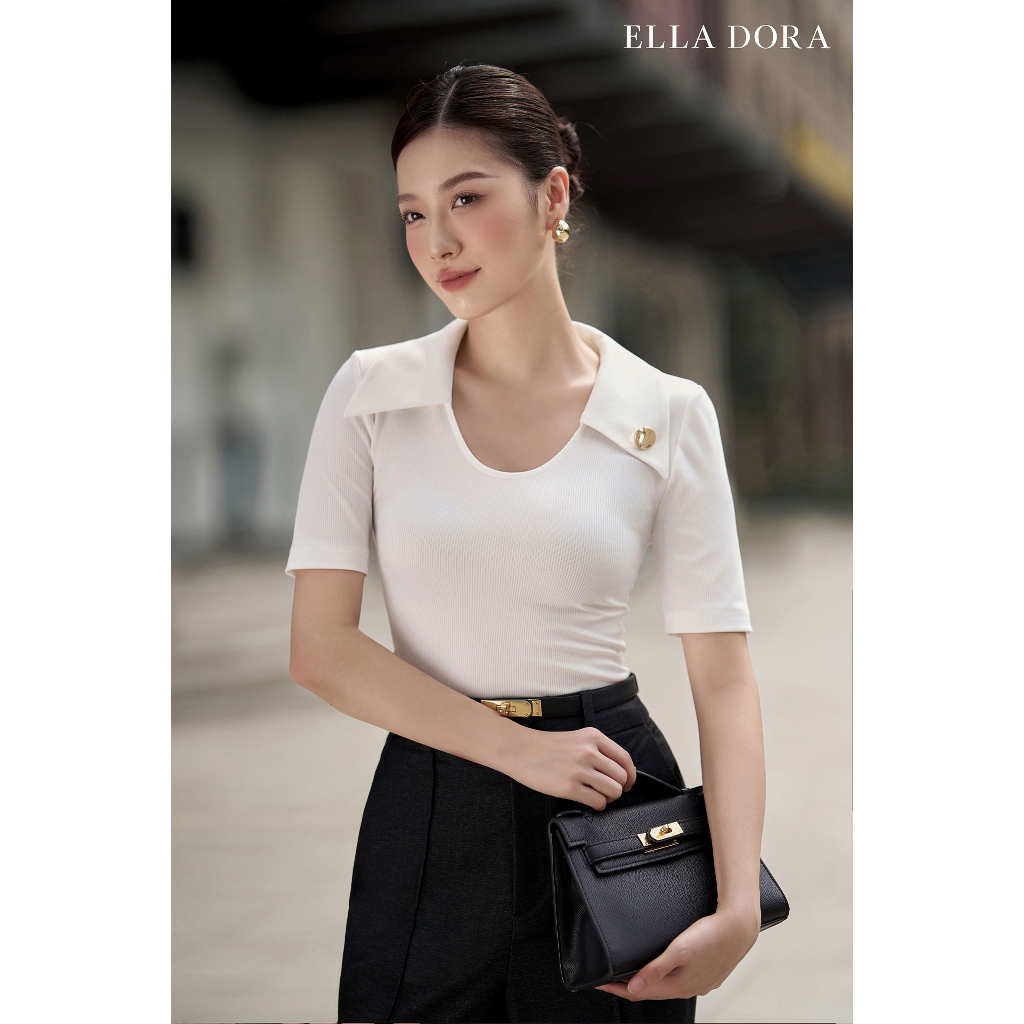 Áo thun polo ELLA DORA thiết kế 1 cúc đồng form gọn phong cách trẻ trung thanh lịch mặc 4 mùa [AT69]