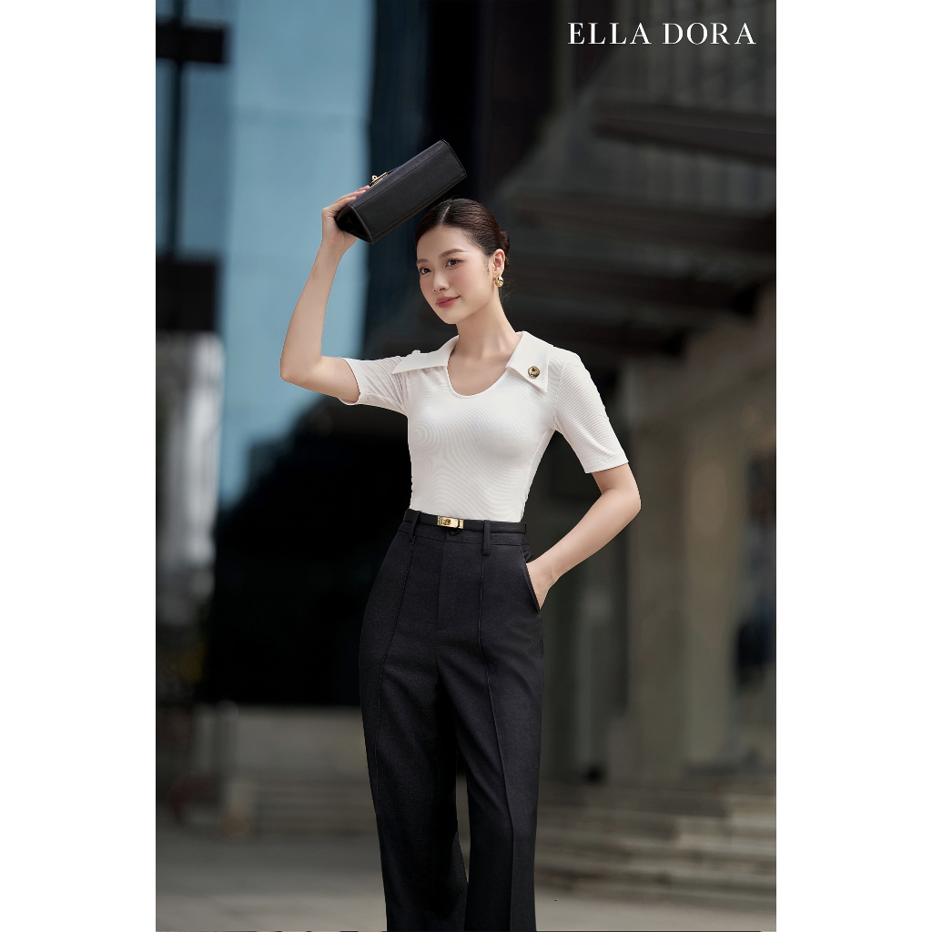 Áo thun polo ELLA DORA thiết kế 1 cúc đồng form gọn phong cách trẻ trung thanh lịch mặc 4 mùa [AT69]