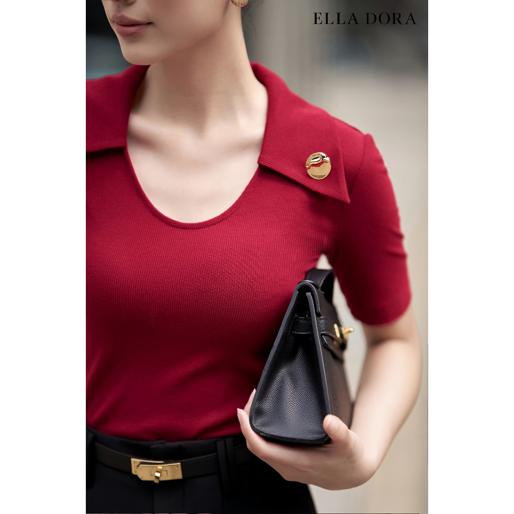 Áo thun polo ELLA DORA thiết kế 1 cúc đồng form gọn phong cách trẻ trung thanh lịch mặc 4 mùa [AT69]