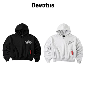 HOODIE tròng đầu DEVOTUS NỈ TWILL 450GSM cổ chữ V LOCAL BRAND UNISEX - ASHEN HOODIE