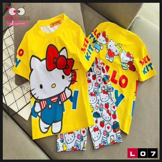 Đồ bộ lửng mặc nhà bé gái chất thun lạnh Ann's Kids họa tiết hoạt hình cho bé gái từ 10 đến 43 kg