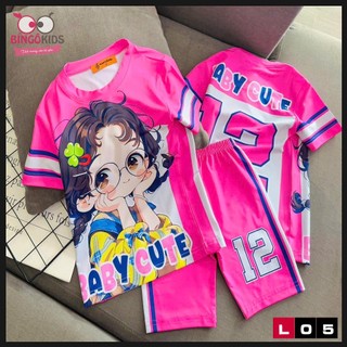 Đồ bộ lửng mặc nhà bé gái chất thun lạnh Ann's Kids họa tiết hoạt hình cho bé gái từ 10 đến 43 kg