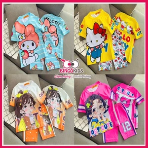 Đồ bộ lửng mặc nhà bé gái chất thun lạnh Ann's Kids họa tiết hoạt hình cho bé gái từ 10 đến 43 kg