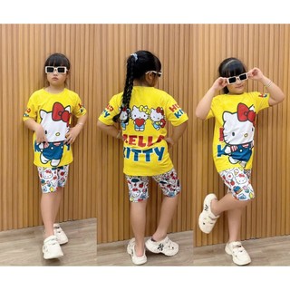 Đồ bộ lửng mặc nhà bé gái chất thun lạnh Ann's Kids họa tiết hoạt hình cho bé gái từ 10 đến 43 kg