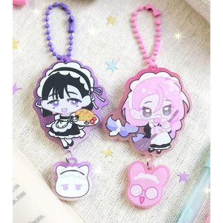 2x Alien Stage Keychain Charm Mizi and Sua Acrylic Key Chain Kawaii Keychains Backpack Pendant Ornament Key Ring Accesso