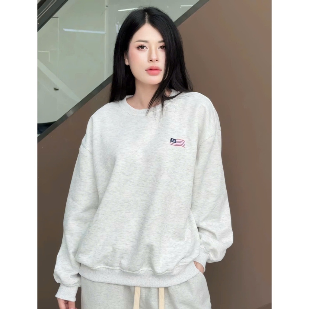 [ MÃ GIẢM 10K] Áo Sweater Thêu Cờ Mỹ 2 Mặt Trước Sau Chất Nỉ 2 Da Cao Cấp Nam Nữ Hình Thêu Chắc Chắn Phong Cách Hàn Quốc