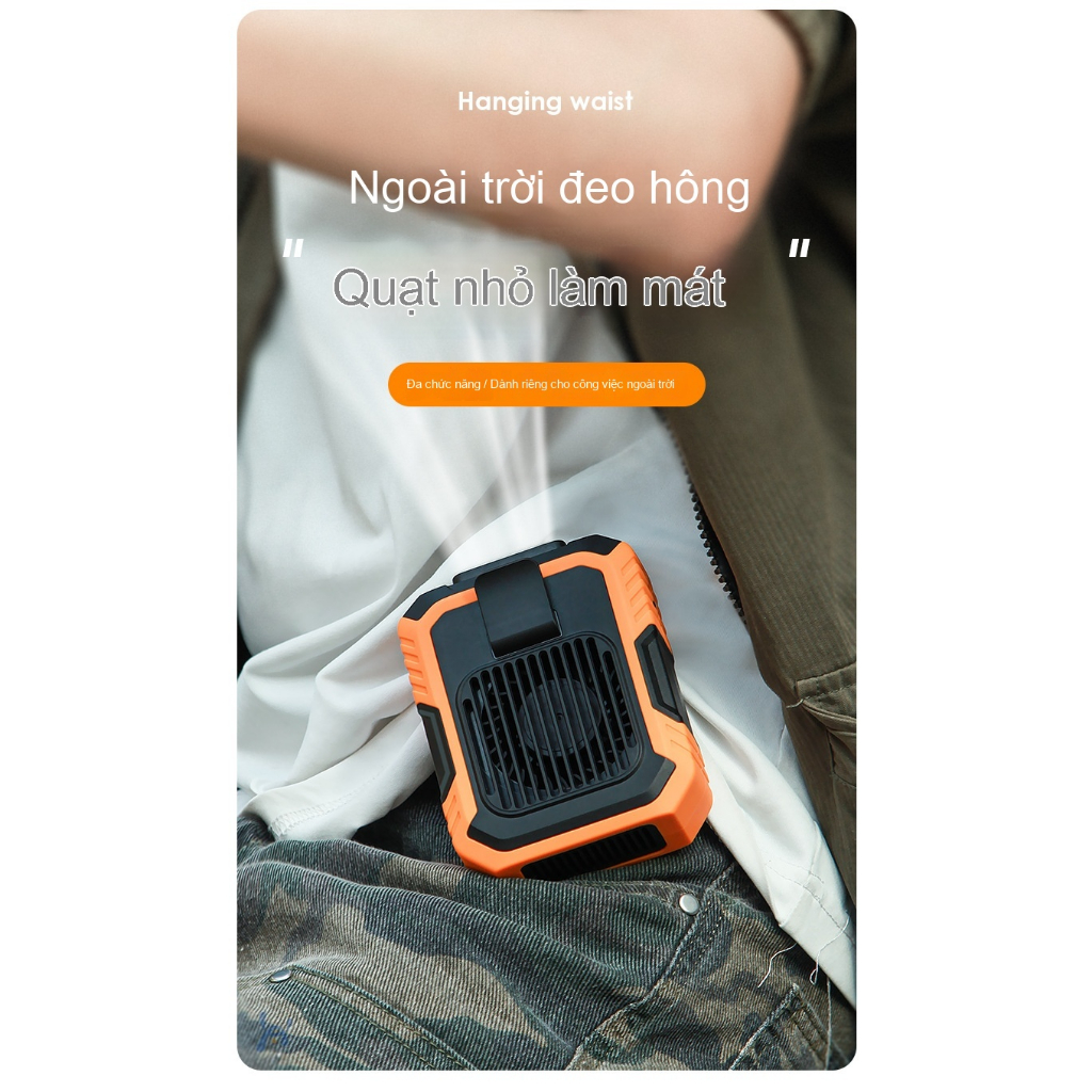 Quạt đeo hông, quạt cầm tay/để bàn mini USB kẹp, quạt làm mát đeo cổ ngoài trời