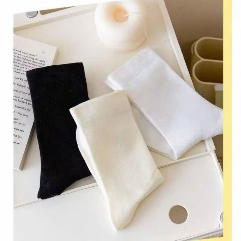 Set 10 đôi tất mix màu tone màu vintage - Vớ cổ cao trơn cho nữ