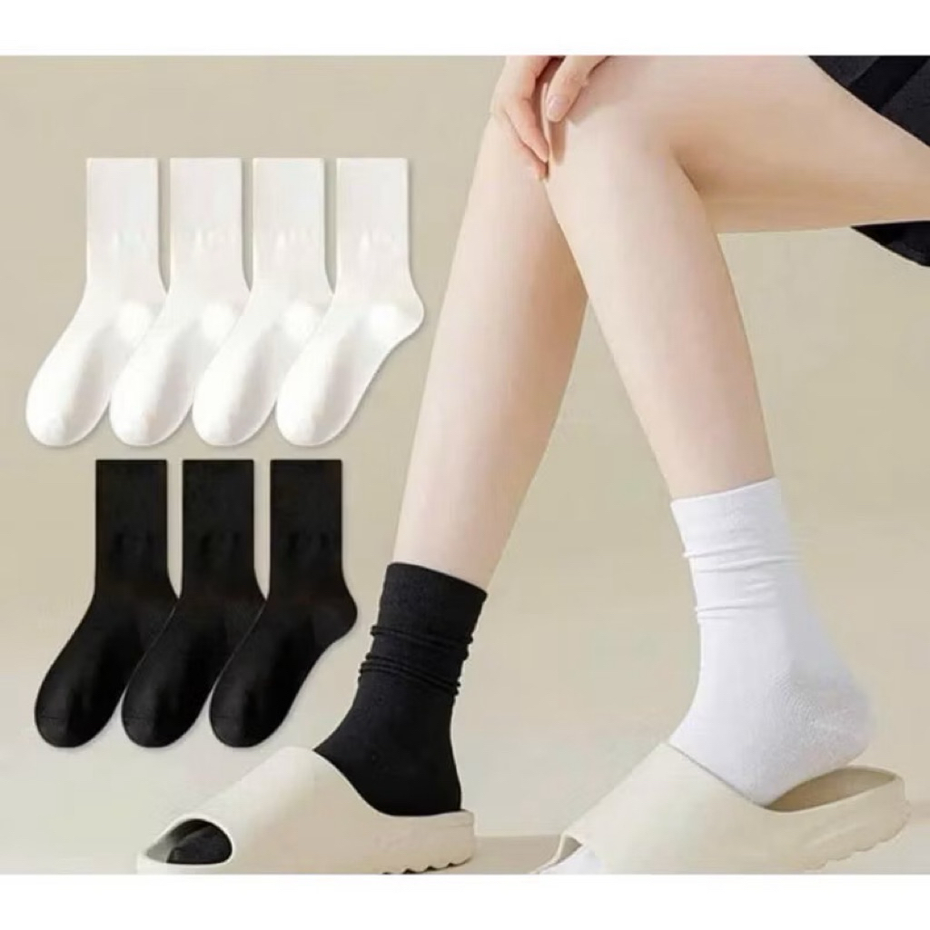 Set 10 đôi tất mix màu tone màu vintage - Vớ cổ cao trơn cho nữ