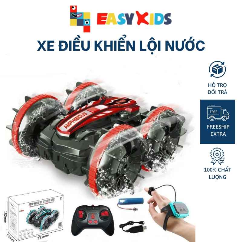 Xe Ô Tô Điều Khiển Từ Xa RC Xe Đồ Chơi Lội Nước, Chạy Trên Cạn Cực Ngầu Cho Bé