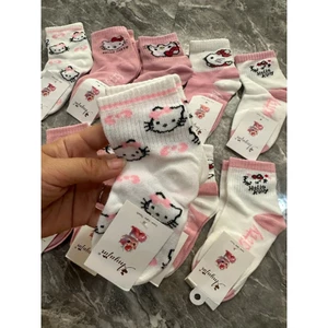 Set 10 tất cho trẻ em màu hồng họa tiết mèo kitti đáng yêu