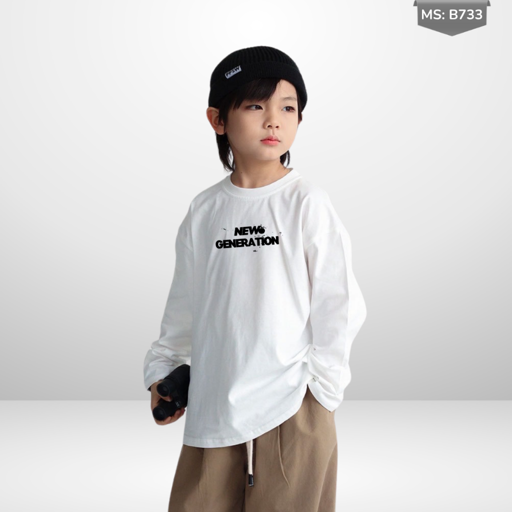 Áo Thun Dài Tay Xuân Thu Cho Bé Trai, Bé Gái In Hình Năng Động, Cổ Tròn B733 | JJ Kids Fashion