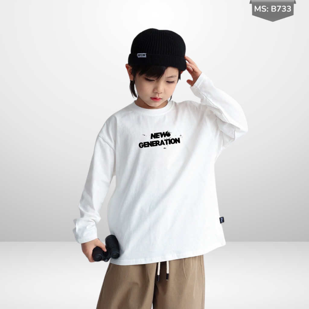 Áo Thun Dài Tay Xuân Thu Cho Bé Trai, Bé Gái In Hình Năng Động, Cổ Tròn B733 | JJ Kids Fashion