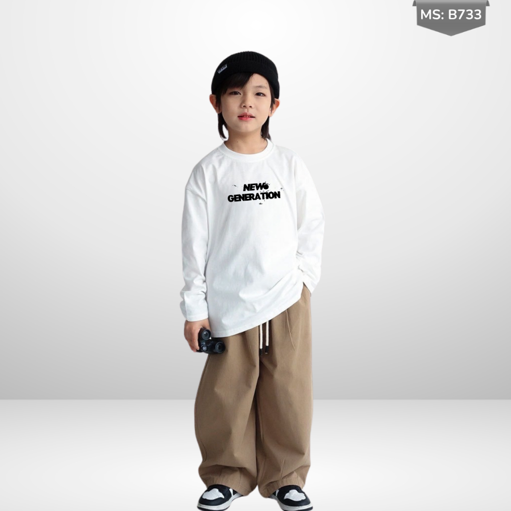 Áo Thun Dài Tay Xuân Thu Cho Bé Trai, Bé Gái In Hình Năng Động, Cổ Tròn B733 | JJ Kids Fashion