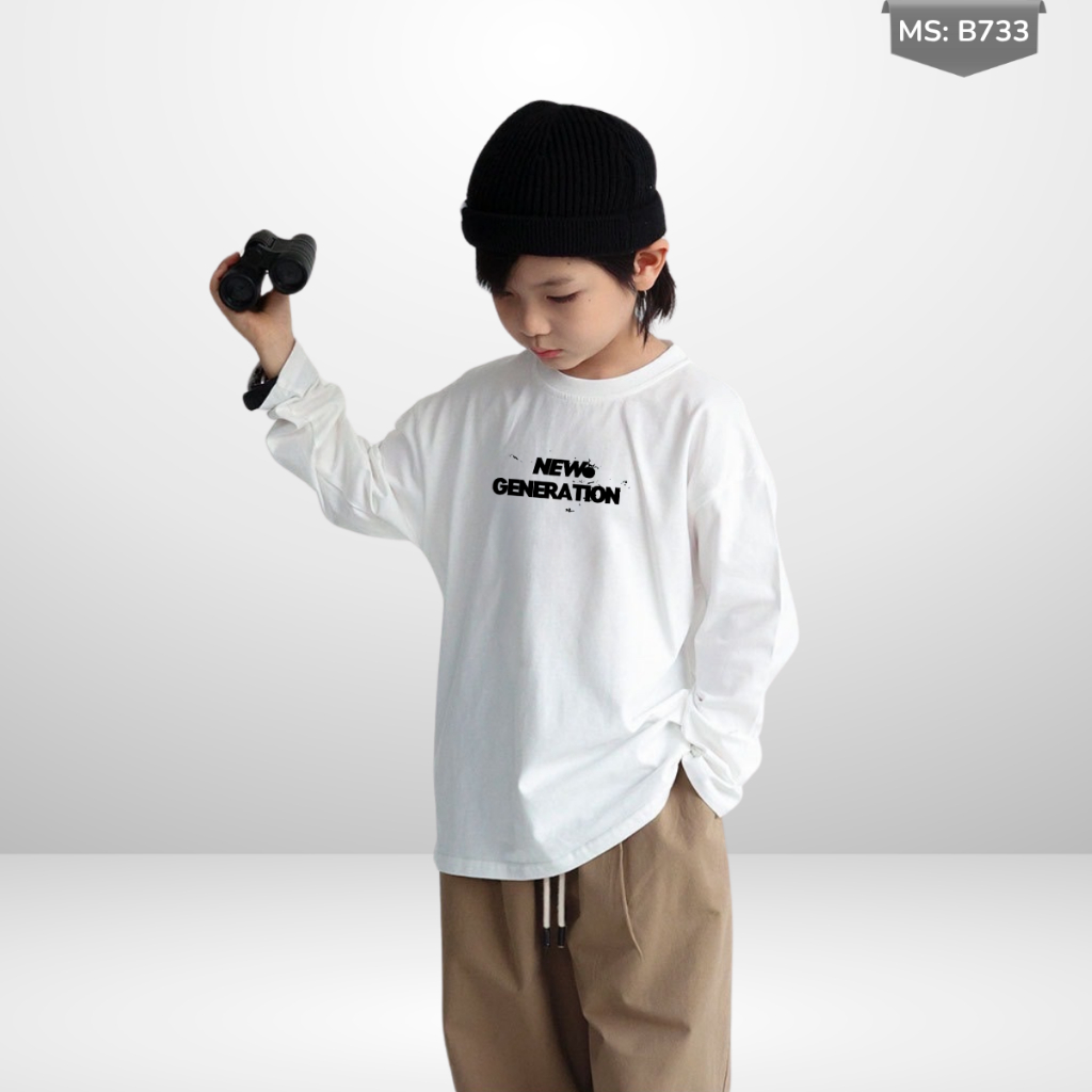 Áo Thun Dài Tay Xuân Thu Cho Bé Trai, Bé Gái In Hình Năng Động, Cổ Tròn B733 | JJ Kids Fashion