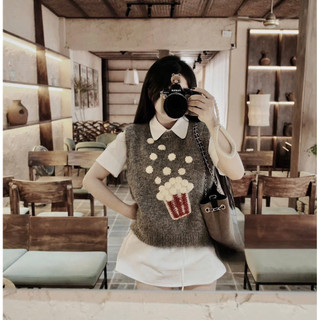 •𝙆𝙞𝙣𝙜𝙨𝙝𝙤𝙥𝙗𝙚𝙖𝙪𝙩𝙮•Áo Len Gile Bắp Rang Bơ Cute QC