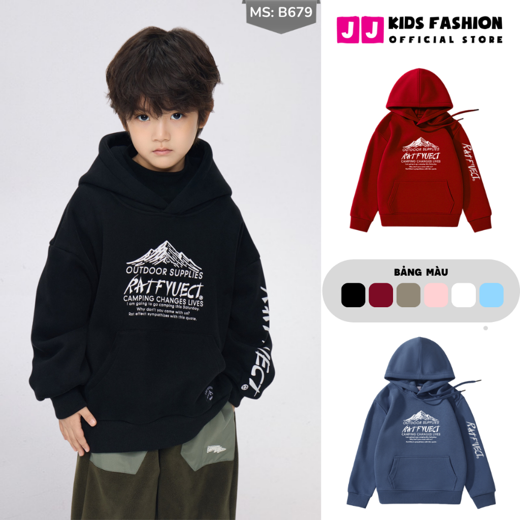 Áo Hoddie Thu Đông Cho Bé Trai, Bé Gái chất liệu Cotton nỉ bông Mềm Ấm B747 | JJ Kids Fashion