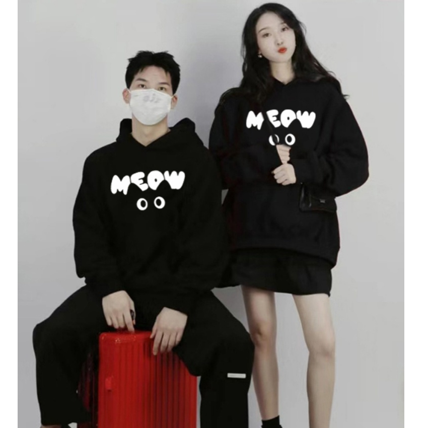 Áo cặp đôi HappyFamily  - Áo Hoodie đôi mẫu Mắt Mèo MEOW dễ thương cute cho nam và nữ