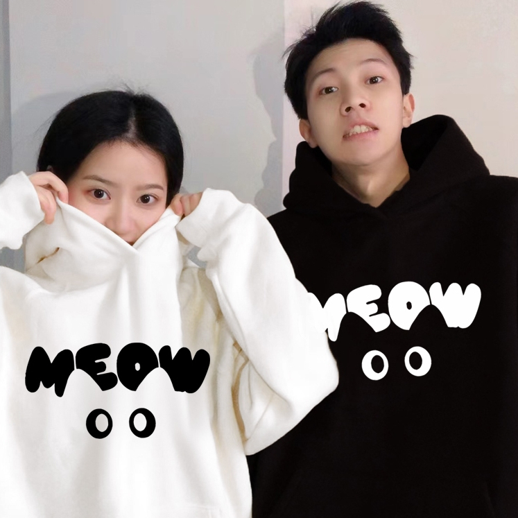 Áo cặp đôi HappyFamily  - Áo Hoodie đôi mẫu Mắt Mèo MEOW dễ thương cute cho nam và nữ