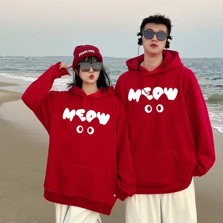 Áo cặp đôi HappyFamily  - Áo Hoodie đôi mẫu Mắt Mèo MEOW dễ thương cute cho nam và nữ