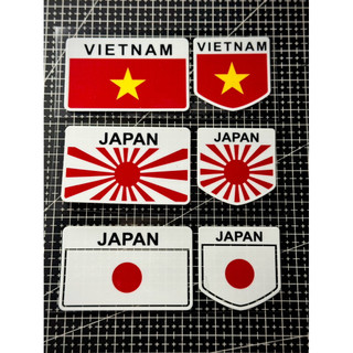Bộ Tem Sticker DTF - Tem Khiên Cờ Việt - Nhật 3 Mẫu , Tem Lá Cờ Việt - Nhật 3 Mẫu V2 |SGDC - 1 Bộ|