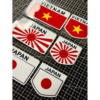 Bộ Tem Sticker DTF - Tem Khiên Cờ Việt - Nhật 3 Mẫu , Tem Lá Cờ Việt - Nhật 3 Mẫu V2 |SGDC - 1 Bộ|