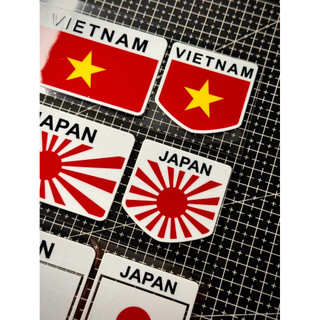 Tem Sticker DTF - Tem Khiên Cờ Việt - Nhật 3 Mẫu , Tem Lá Cờ Việt - Nhật 3 Mẫu V2 |SGDC - 1 Cái/Cặp|