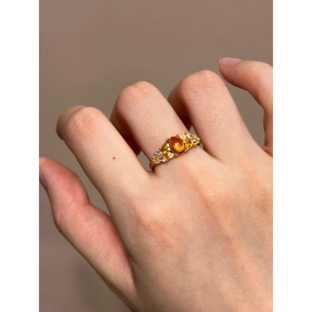 (l.G 1.210k) Nhẫn Citrine Thịnh Vượng Công Chúa – Mạch Vĩ Kim Tiền Thiên Nhiên – Sunday