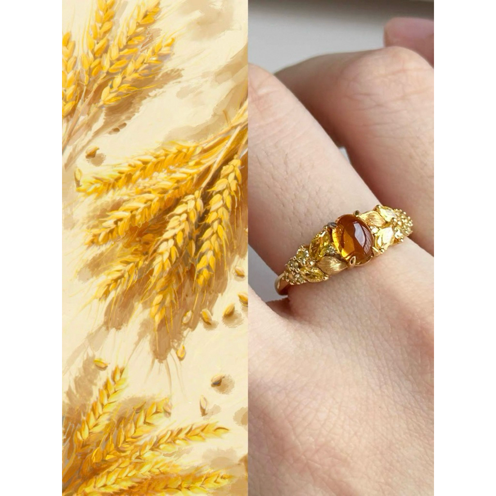 (l.G 1.210k) Nhẫn Citrine Thịnh Vượng Công Chúa – Mạch Vĩ Kim Tiền Thiên Nhiên – Sunday
