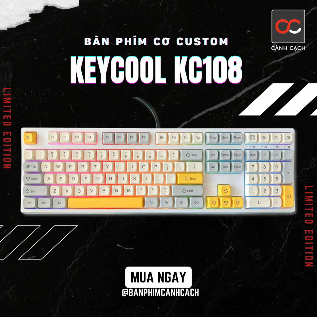 Bàn Phím Cơ Keycool mạch xuôi rgb KC108 Fullsize 1 Mode Cắm Dây Keycap ...