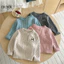 Cardigan len vặn thừng thêu hình nơ tiểu thư mùa thu - đông dành cho bé gái