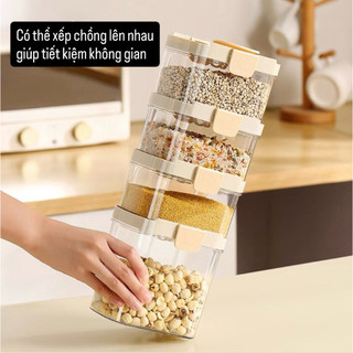 Hộp Bảo Quản Thực Phẩm Kín, Hộp Đựng Thực Phẩm Khô Nhà Bếp, Đậu, Hạt, Ngũ Cốc -TotoMoo.homedecor