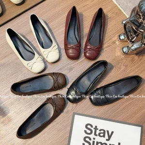 Giày bệt búp bê nữ mũi tròn phối nơ nhỏ cá tính [Sẵn Hàng]