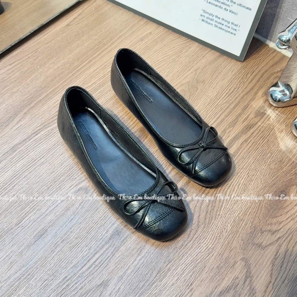 [Thảo Em - BBN11 ] Giày bệt búp bê nữ mũi tròn phối nơ nhỏ  cá tính [Sẵn Hàng]