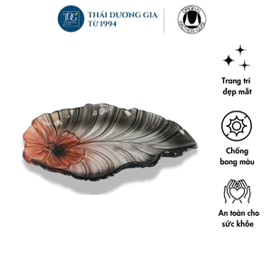 Đĩa thủy tinh màu nâu hình lá cây 44,5cm đựng hoa quả Walther-Glas: Miranda Africa - 1400249 | Thái Dương Gia