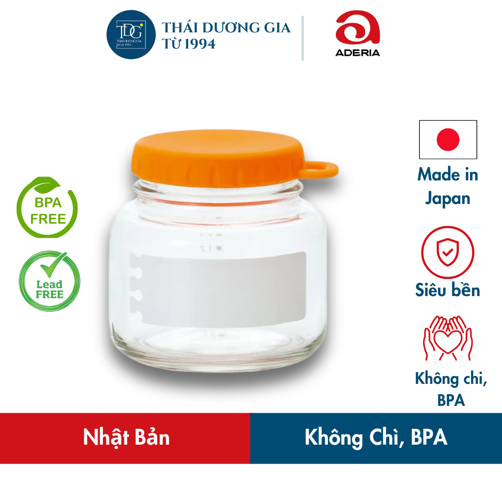 Lọ, hũ thủy tinh 320ml eCap nắp silicon dễ mở màu cam Nhật Bản Aderia -1657 | Thái Dương Gia