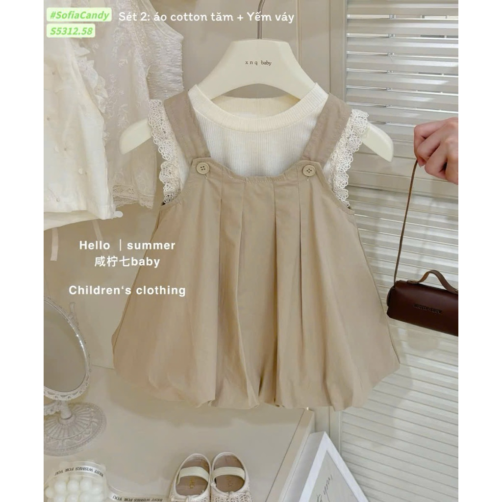 Váy Yếm Bé Gái Siêu Xinh - Đầm Yếm Thời Trang S5312 D8916 Dễ Thương Cho Bé Size 1-10 Tuổi (10-45kg)