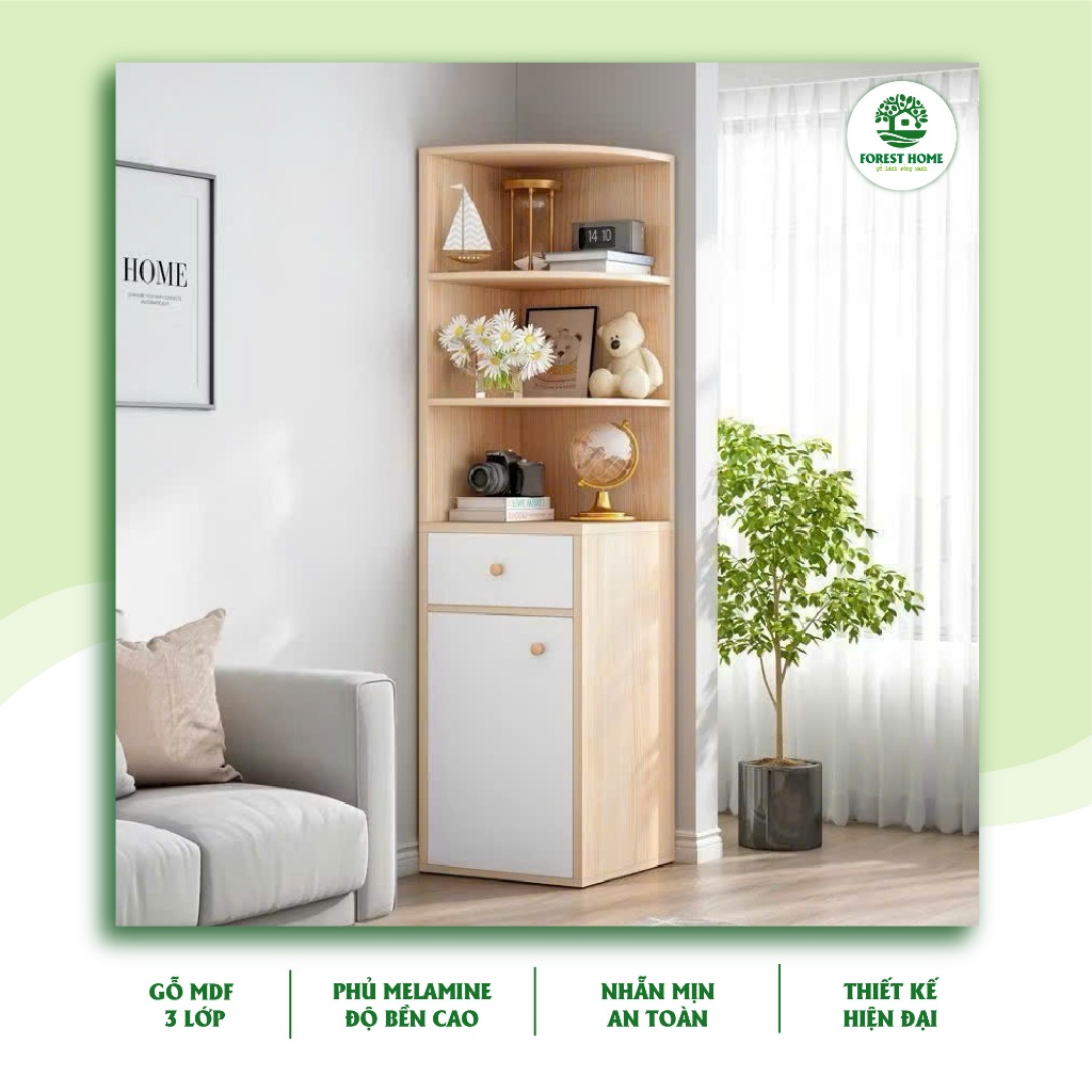 Kệ Gỗ Góc Tường Bo Tròn FOREST HOME ,Tủ Decor Bắc Âu Nhiều Tầng Phong Cách Hiện Đại Gỗ MDF Cao Cấp Bền Đẹp