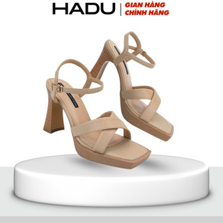 Giày Sandal Gót Vuông 9P Đế Đúp Quai Chéo HADU M962 Da PU Vân Cát Đế TPR Chống Trơn Bảo Hành 12T