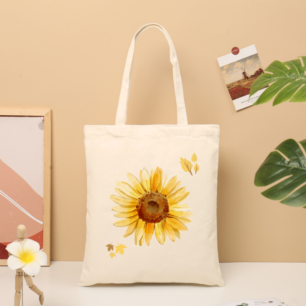 Túi tote có khóa kéo nhiều hình hottrend phong cách hàn quốc- Túi vải bố vải canvas đựng vừa A4 laptop 35x40cm tota0260