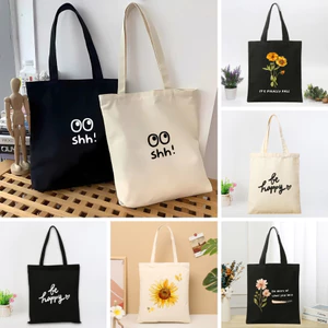 Túi tote có khóa kéo nhiều hình hottrend phong cách hàn quốc- Túi vải bố vải canvas đựng vừa A4 laptop 35x40cm tota0260