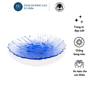 Đĩa thủy tinh xanh dương 24cm thả hoa, đựng hoa quả Walther-Glas Rocks Blau 1400498 | Thái Dương Gia