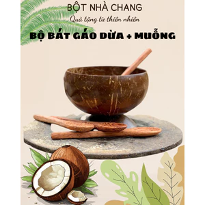 Bộ Bát Gáo Dừa Kèm Muỗng - Trộn bột, dụng cụ ăn uống - loại dày