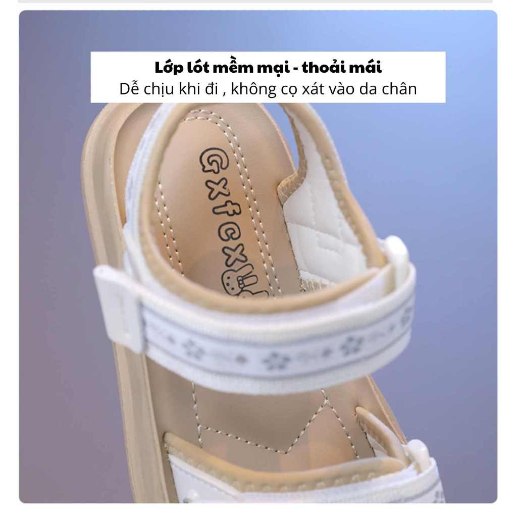 [M086] Sandal Bé Gái Quai Dán Họa Tiết Hoa Nhí Xinh Xắn - Dép Sandal Đi Học Đi Chơi Đế Cao Su Non Siêu Êm TH Kids