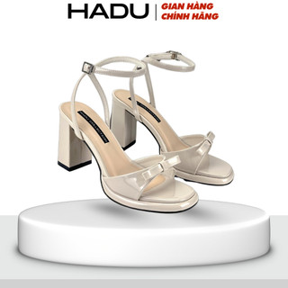 Giày Sandal Gót Vuông ERICA 9P Quai Ngang Đính Nơ HADU M7145 Da PU Cao Cấp Đế Chống Trượt BH 12T