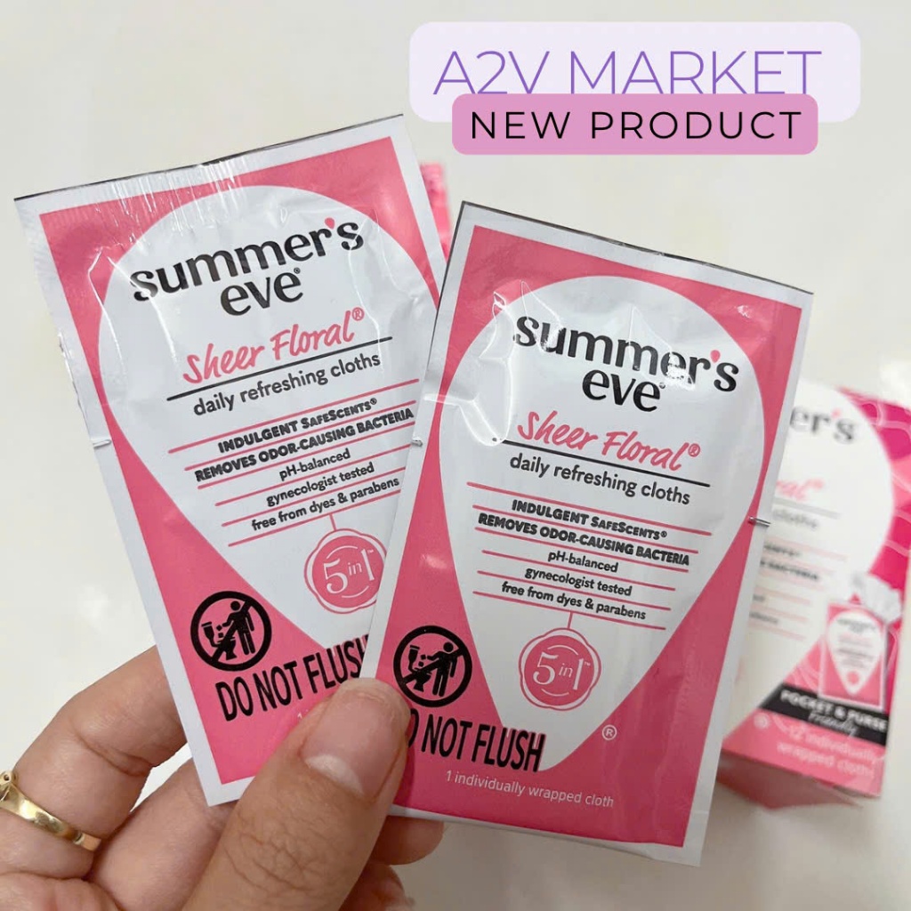 [CHÍNH HÃNG BAY AIR MỸ] KHĂN GIẤY ƯỚT VỆ SINH PHỤ KHOA SUMMER'S EVE SHEER FLORAL [MỸ]