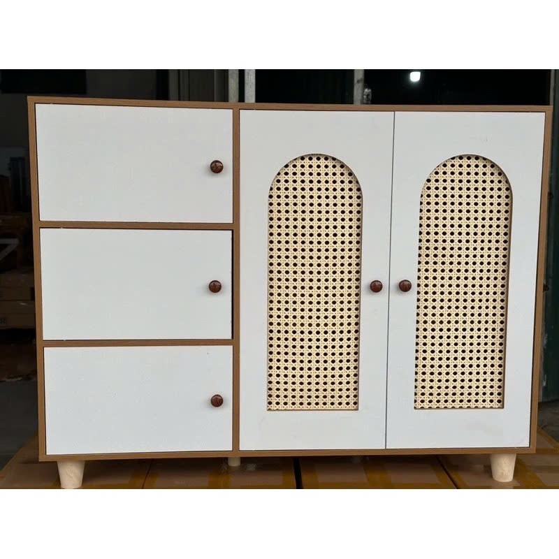 Tủ giày gỗ đa năng Xưởng Mộc Decor, KỆ GIÀY 5 CÁNH PHỐI MÂY sang trọng hiện đại, chất liệu gỗ MDF cao cấp
