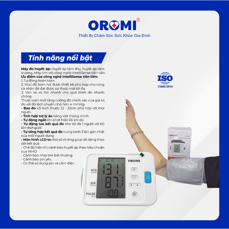 Máy đo huyết áp điện tử bắp tay OROMI YK-BPA4 - Có giọng nói tiếng việt - Bảo hành chính hãng 5 năm