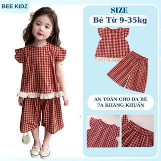 Đồ Bộ Bé Gái, Bộ Đồ Thiết Kế Áo Cánh Tiên Kèm Quần Ống Suông Phối Ren Xinh Chất Thoáng Mát Mềm Mịn