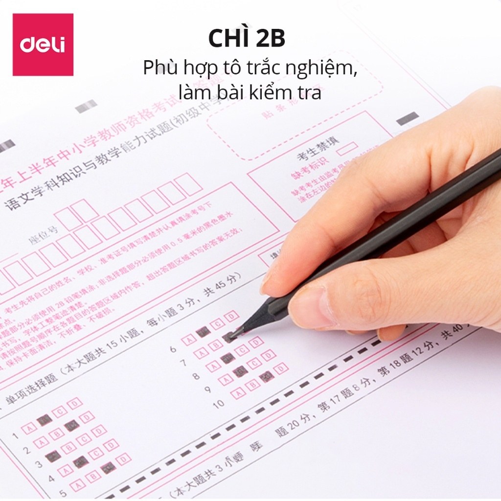 Bút Chì Nusign Deli – 2B/HB Chất Lượng Cao, Đậm Rõ, Nhạy Máy Chấm Thi, Dùng Cho Học Sinh & Văn Phòng
